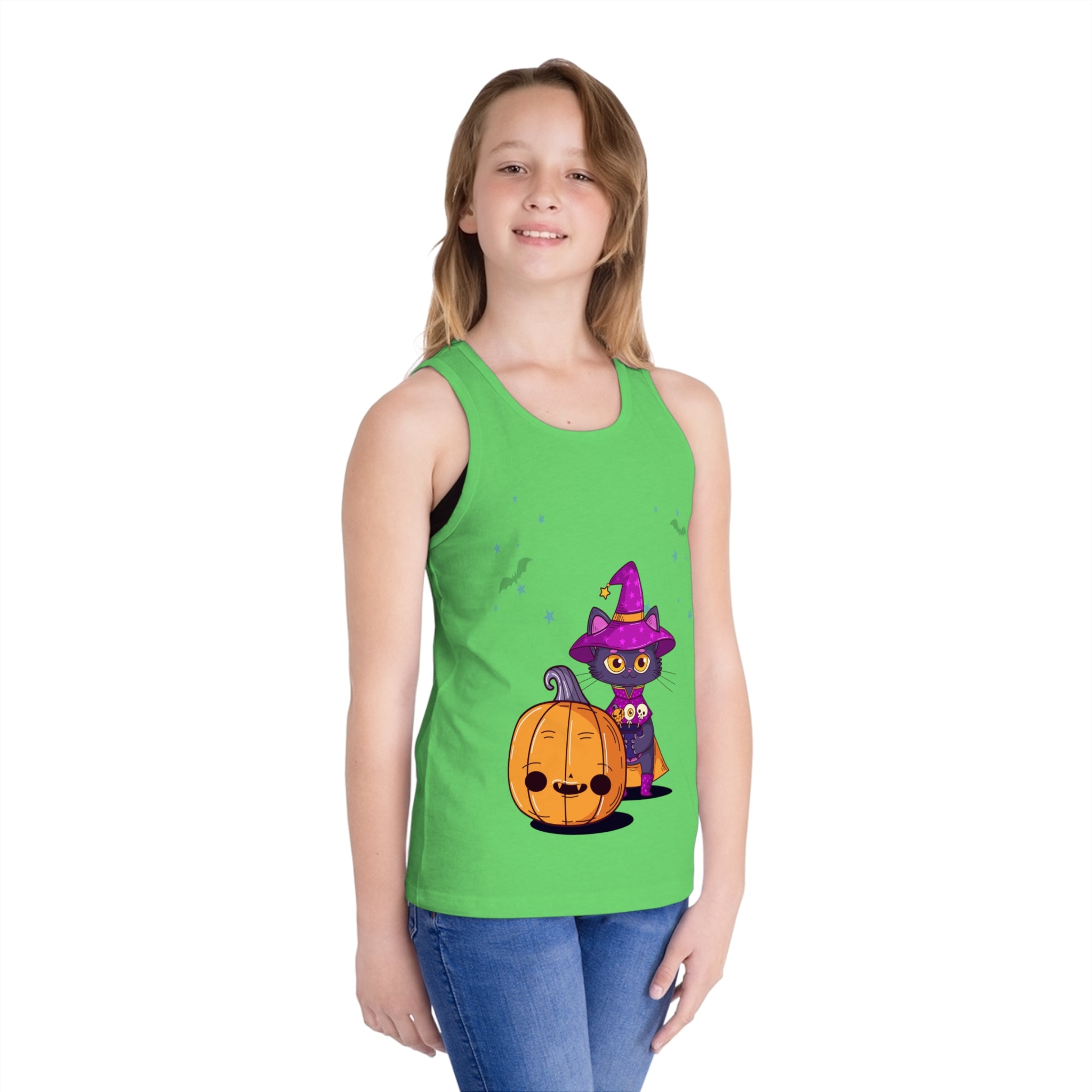 Happy Halloween with Witch Cats | Kid's Jersey Tank Top